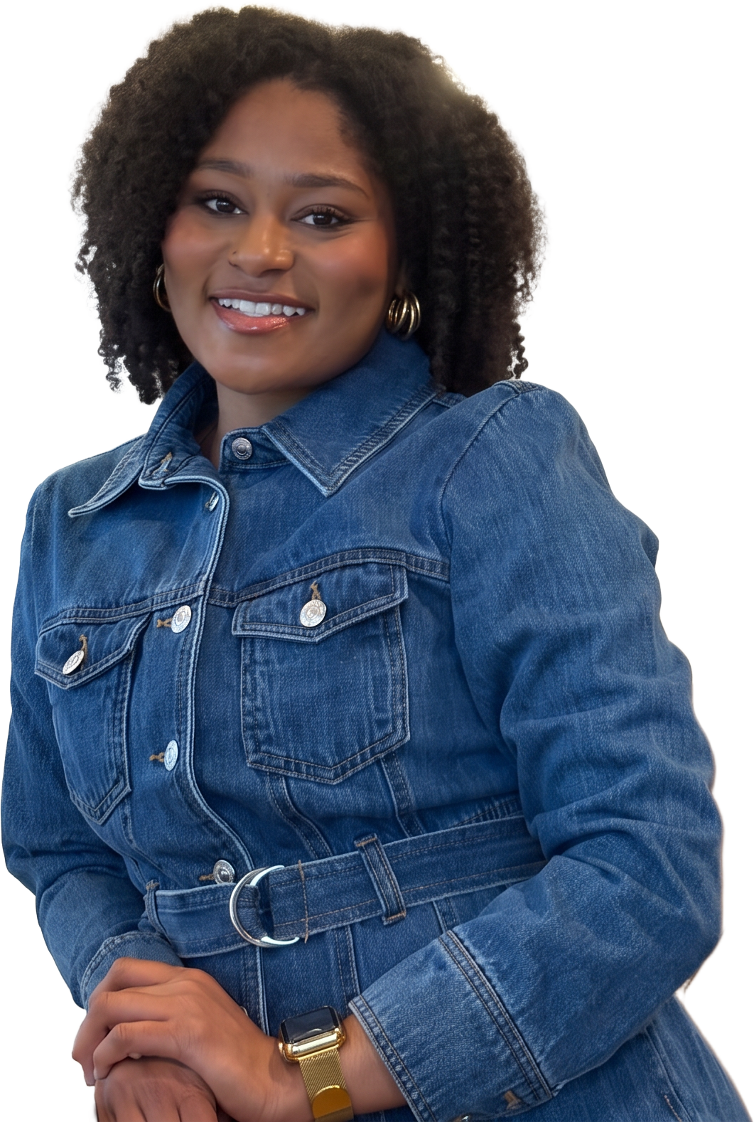 Daniela Trotman, LCSW, smiling with her arms resting on a counter